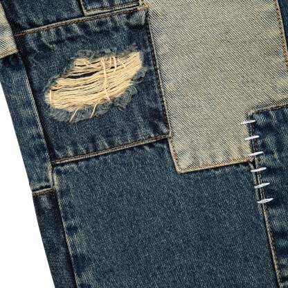 “sashiko v2” embroidered patchwork jeans