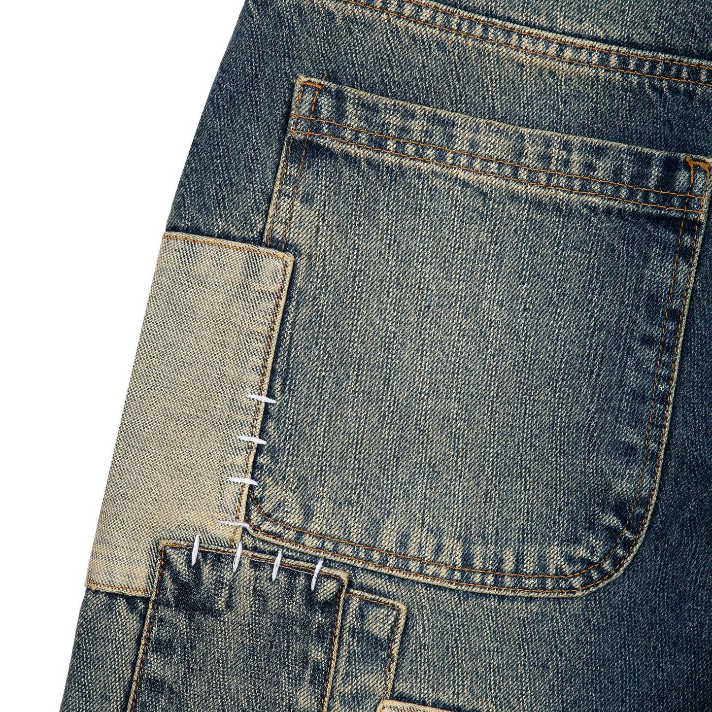 “sashiko v2” embroidered patchwork jeans