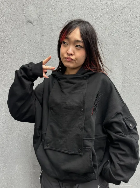 Flame Hoodie Black
