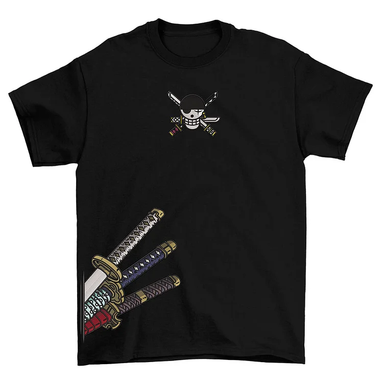 Zoro Swords Embroidery Print T-shirt - One Piece-IYAMIUIO