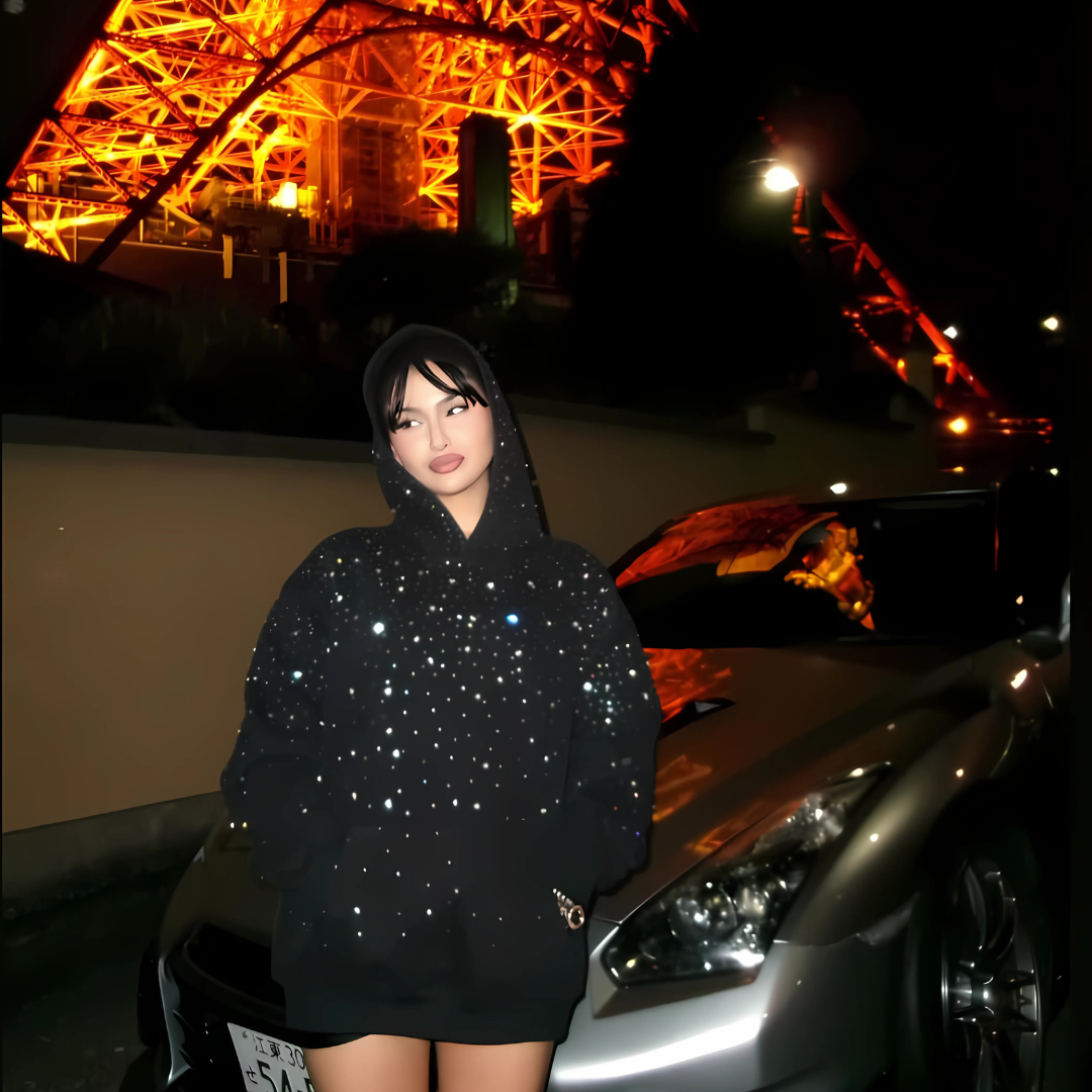 VYBES Rhinestone Galaxy Hoodie