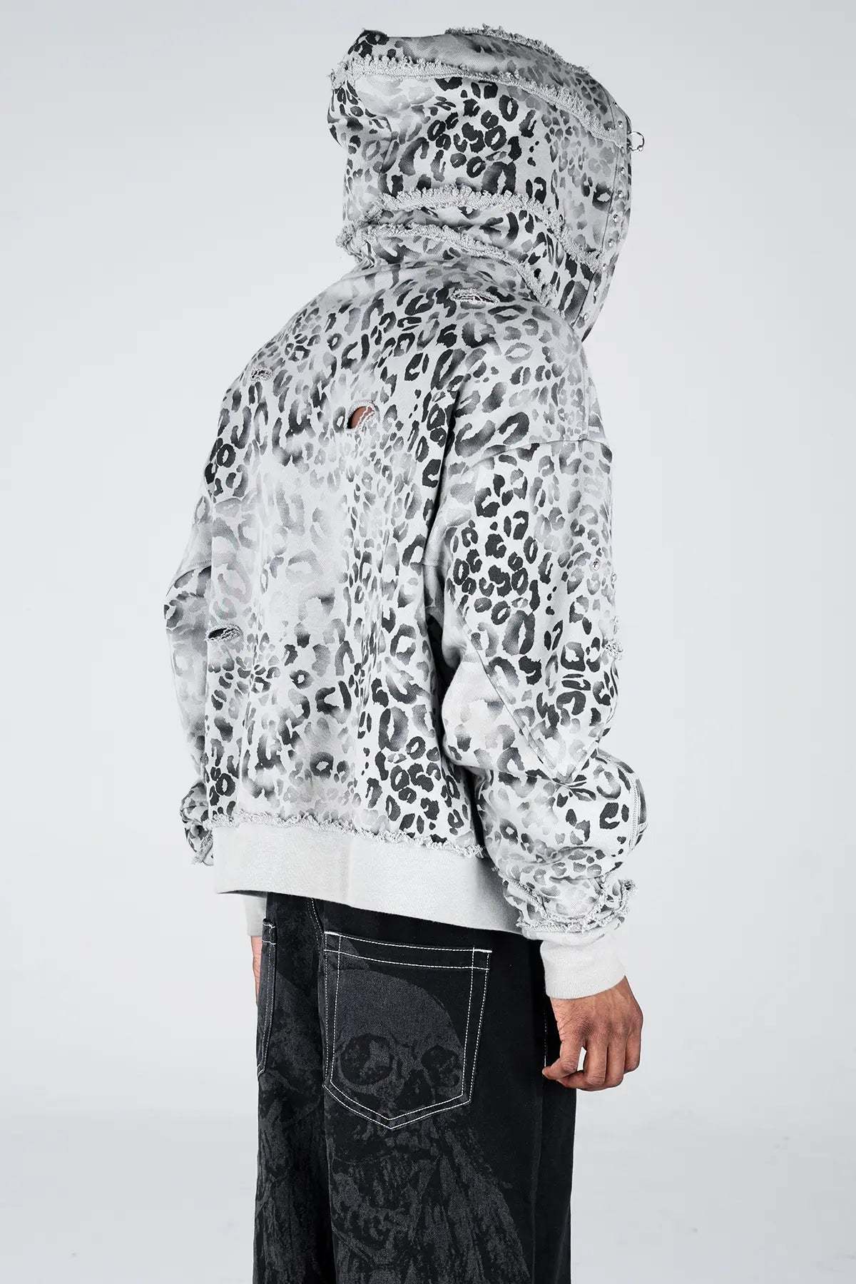 Grey Leopard Zip Hoodie