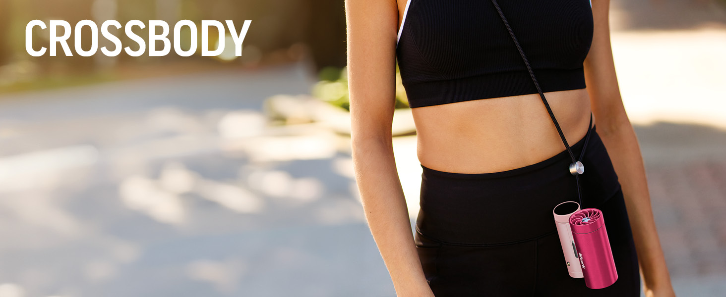 crossbody accessory being used with chillpill fan
