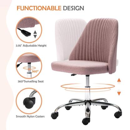 【Deal】SweetFurniture Cute Desk Chair Armless Modern Fabric Home Office Chair with Adjustable Swivel, 250 Pound Load Capacity, Durable Design