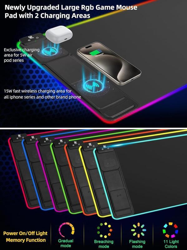 【blackfriday】XXL Gaming Mouse Pad with Magnetic Wireless Charging with 15W Fast Charger