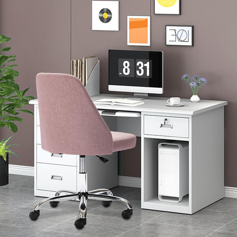 【Deal】SweetFurniture Cute Desk Chair Armless Modern Fabric Home Office Chair with Adjustable Swivel, 250 Pound Load Capacity, Durable Design