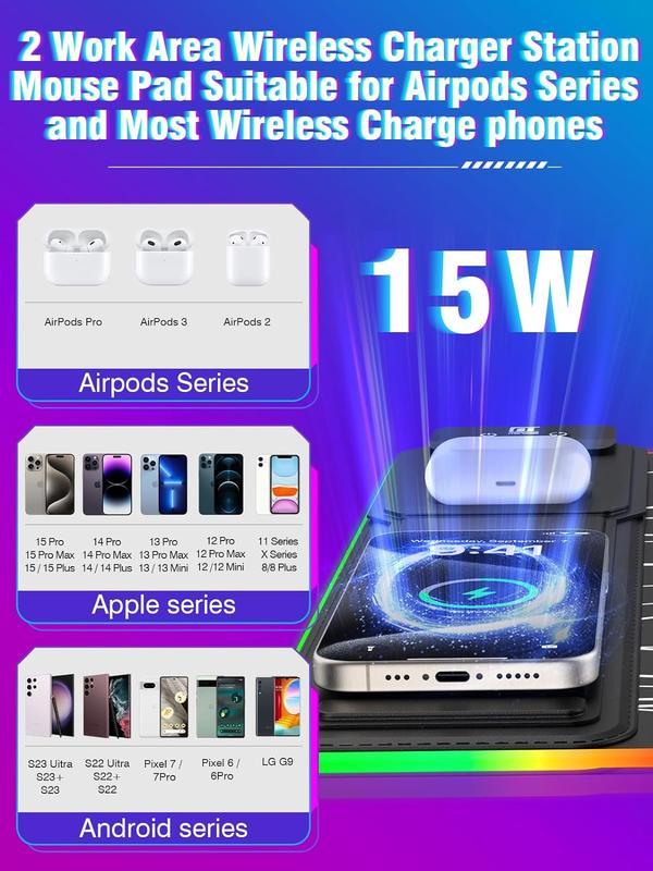 【blackfriday】XXL Gaming Mouse Pad with Magnetic Wireless Charging with 15W Fast Charger