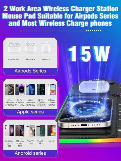 【blackfriday】XXL Gaming Mouse Pad with Magnetic Wireless Charging with 15W Fast Charger