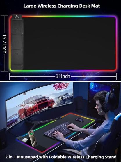 【blackfriday】XXL Gaming Mouse Pad with Magnetic Wireless Charging with 15W Fast Charger