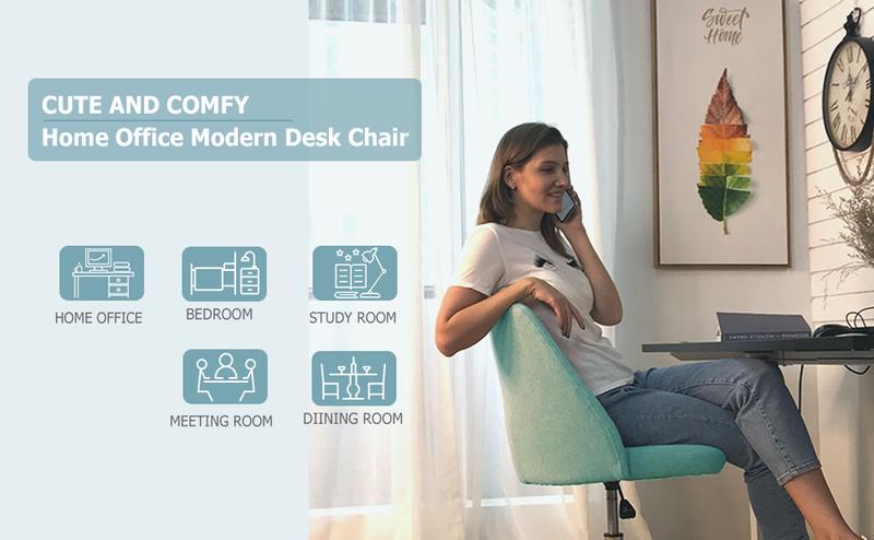 【Deal】SweetFurniture Cute Desk Chair Armless Modern Fabric Home Office Chair with Adjustable Swivel, 250 Pound Load Capacity, Durable Design