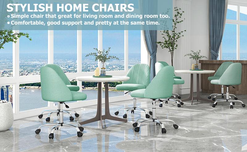 【Deal】SweetFurniture Cute Desk Chair Armless Modern Fabric Home Office Chair with Adjustable Swivel, 250 Pound Load Capacity, Durable Design