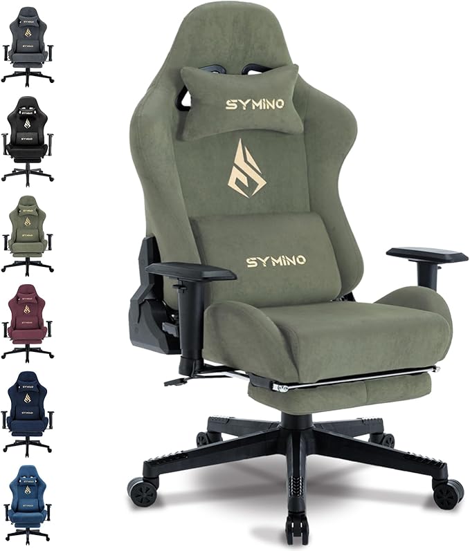 Symino Chaise Gaming Ergonomique en Daim