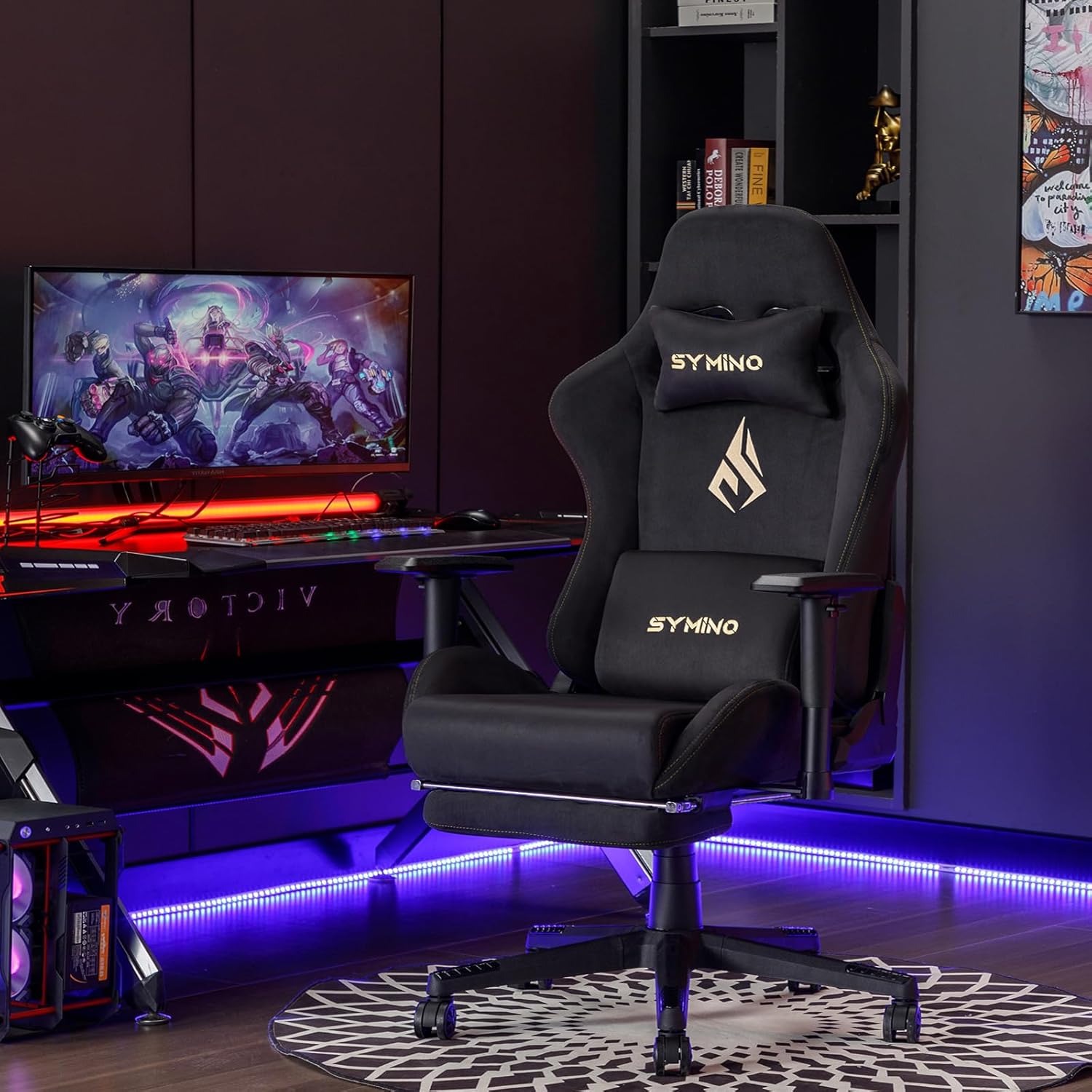 Symino Chaise Gaming Ergonomique en Daim