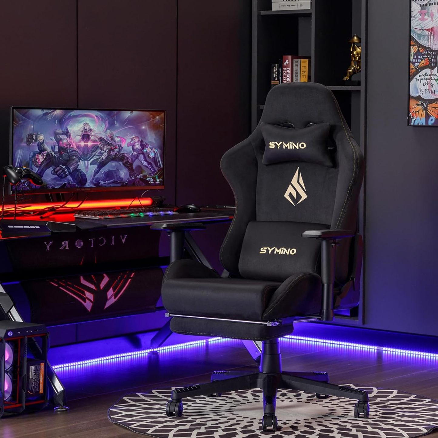 Symino Chaise Gaming Ergonomique en Daim