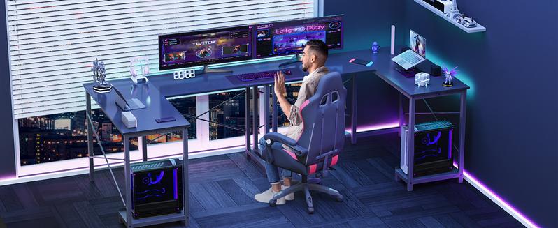 Sweet Furniture Computer Desk-50 Inch L Shaped Office Desk with Storage and CPU Stand, Modern Writing PC Wood Work Desk for Home Office Gifts gamer