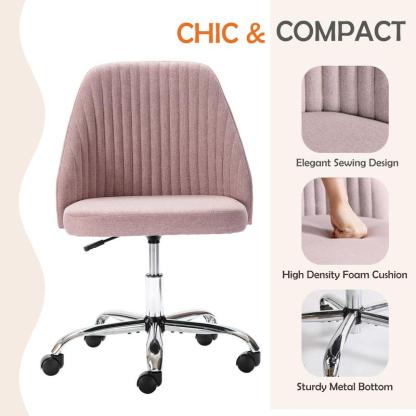 【Deal】SweetFurniture Cute Desk Chair Armless Modern Fabric Home Office Chair with Adjustable Swivel, 250 Pound Load Capacity, Durable Design