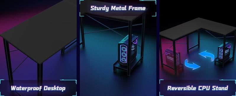 Sweet Furniture Computer Desk-50 Inch L Shaped Office Desk with Storage and CPU Stand, Modern Writing PC Wood Work Desk for Home Office Gifts gamer