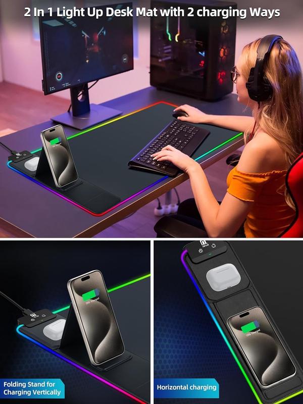 【blackfriday】XXL Gaming Mouse Pad with Magnetic Wireless Charging with 15W Fast Charger