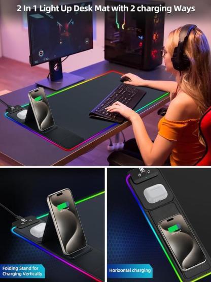 【blackfriday】XXL Gaming Mouse Pad with Magnetic Wireless Charging with 15W Fast Charger