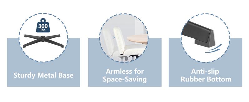 【Deal】SweetFurniture Indoor Furniture Chairs Crisscross Legged Office Chair, Armless Wide Desk Chair No Wheels, Modern Home Office Desk Chair