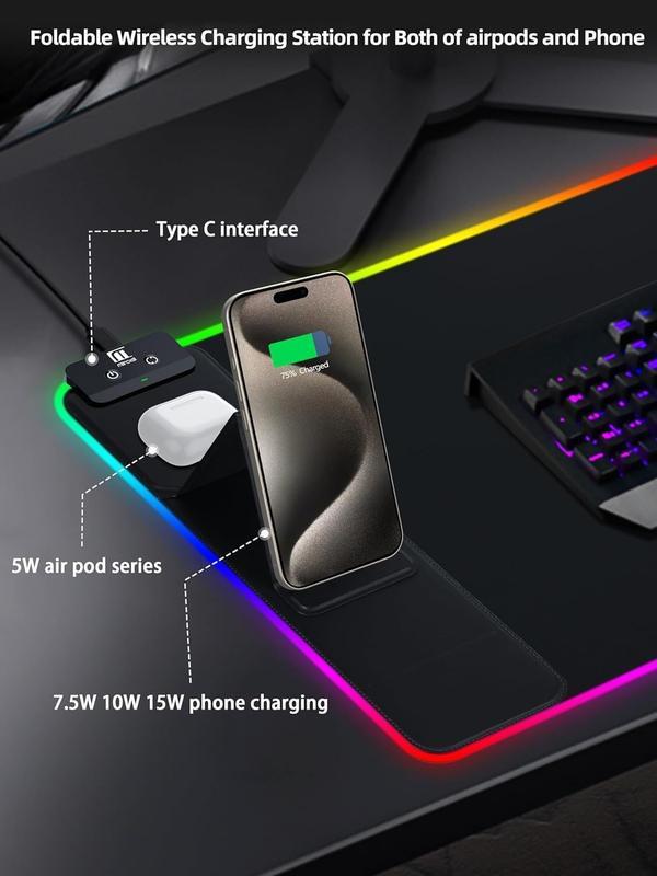 【blackfriday】XXL Gaming Mouse Pad with Magnetic Wireless Charging with 15W Fast Charger