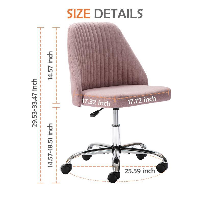 【Deal】SweetFurniture Cute Desk Chair Armless Modern Fabric Home Office Chair with Adjustable Swivel, 250 Pound Load Capacity, Durable Design