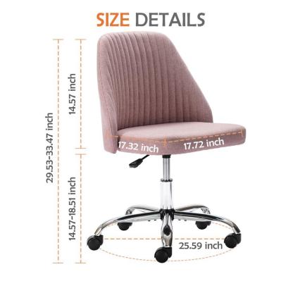 【Deal】SweetFurniture Cute Desk Chair Armless Modern Fabric Home Office Chair with Adjustable Swivel, 250 Pound Load Capacity, Durable Design