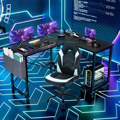 50 Inch L Shaped Office Desk with Storage and CPU Stand