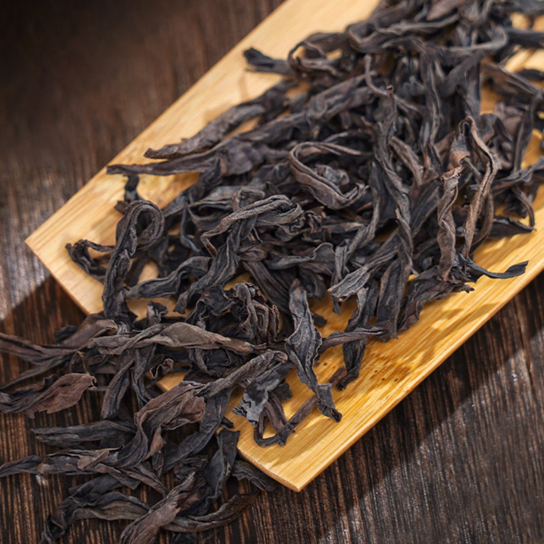 a dish of Da Hong Pao oolong tea leaves