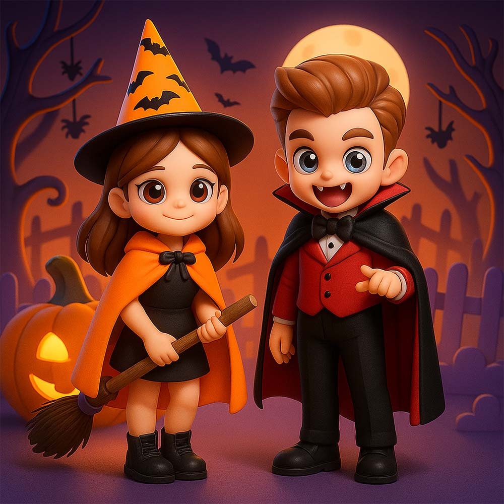 Custom Spooky Family 3D Figure Kid Safe Halloween Decor Gift Set for Children