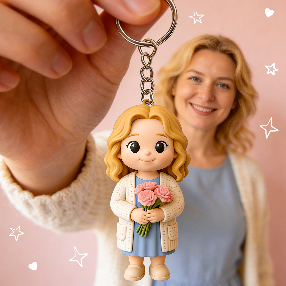 Portachiavi Personalizzato Con Statuetta 3d Da Foto, Un Regalo Unico Per La Festa Della Mamma. - 