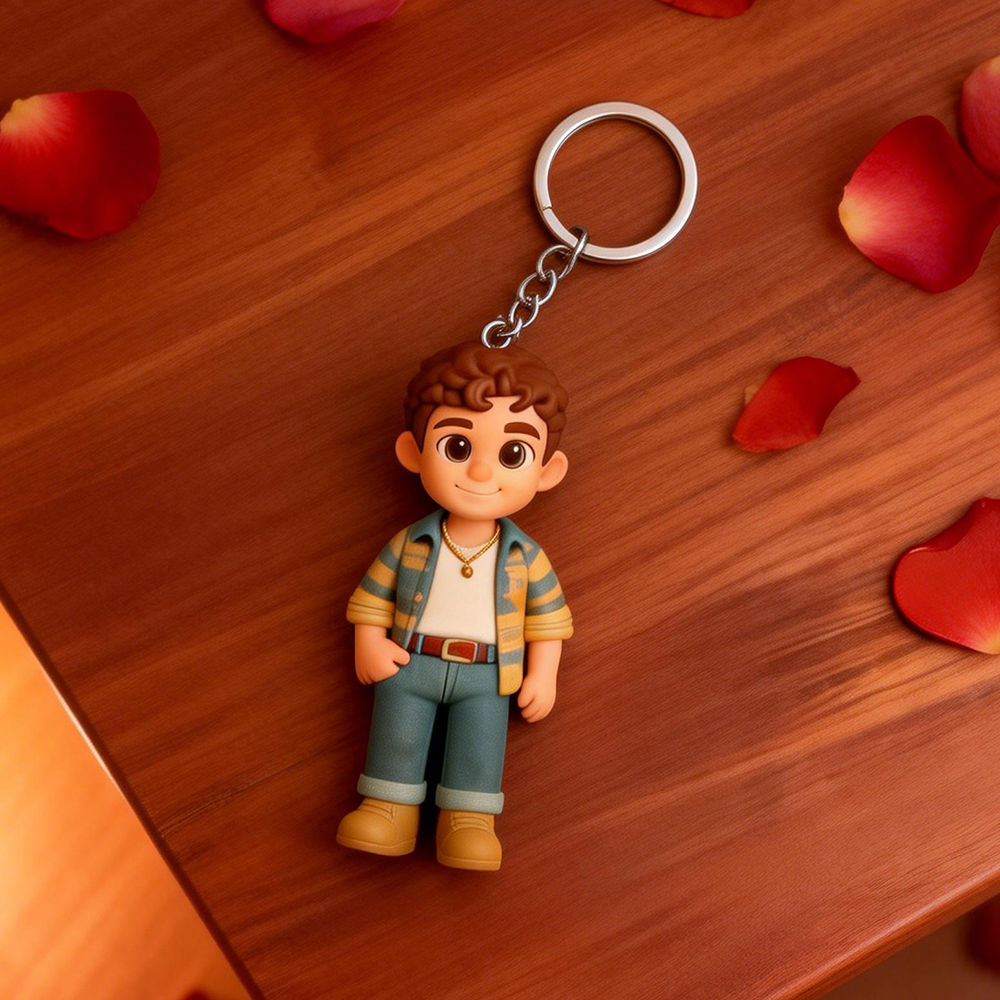 Portachiavi 3d Personalizzato Con La Tua Foto, Idea Regalo Per San Valentino Con Mini Bambola Personalizzata - 