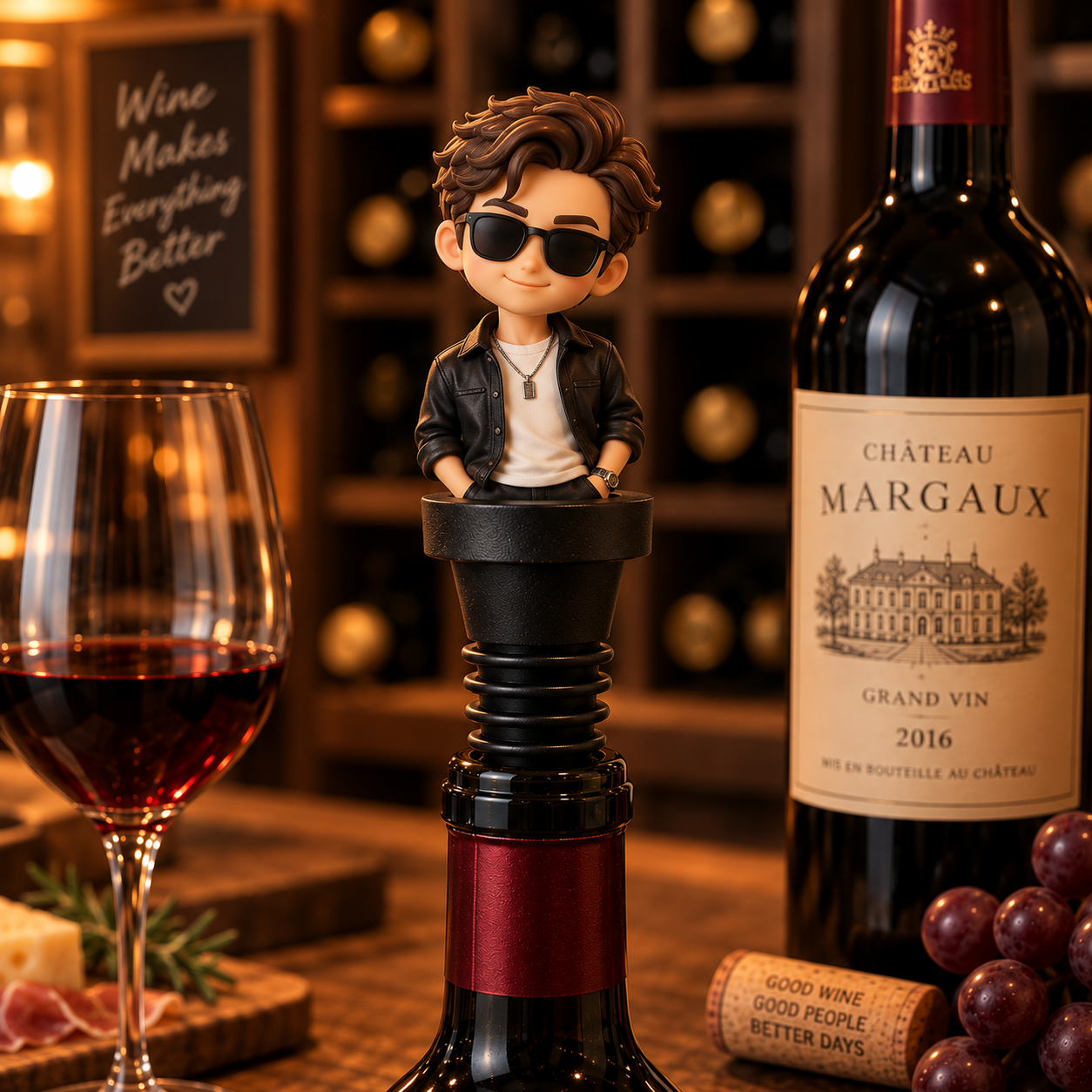 Tappo Per Bottiglia Di Vino Personalizzato Con Busto 3D Da Foto, Regalo Personalizzato Per Lui, Regalo Unico Per Gli Amanti Del Vino. - 