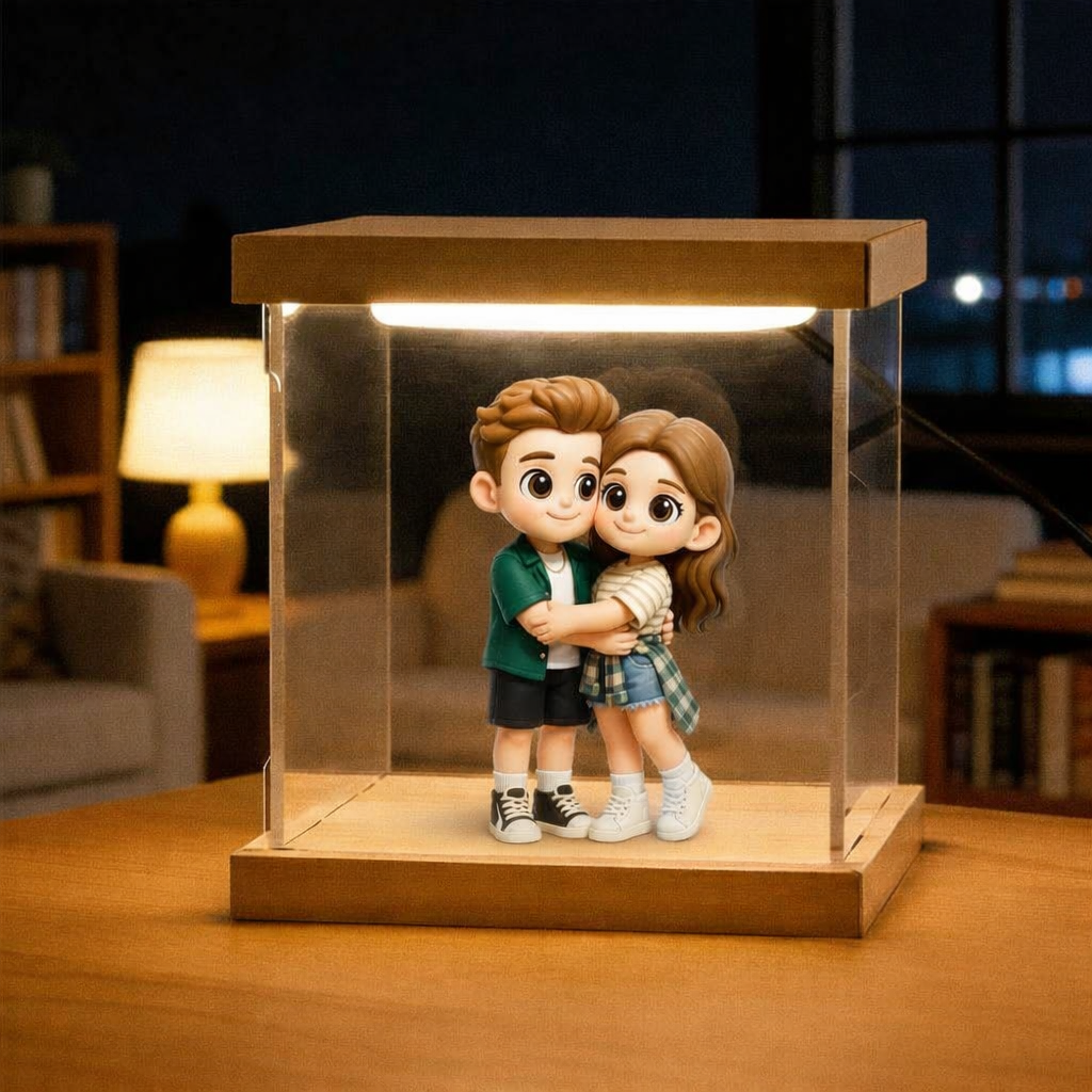 Mini Figura Con Foto Personalizzata, Luce Led, Decorazione Per La Casa, Regalo Romantico Unico Per Coppie, Compleanni, Anniversari E Occasioni Speciali - 