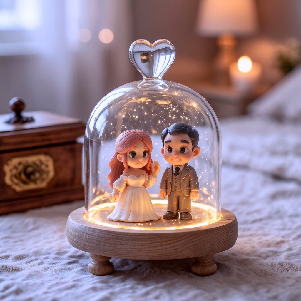 Personalizzata Statuetta 3D Lampada Led Cuore | Luce Notturna con Foto Regalo Romantico Coppia Anniversario