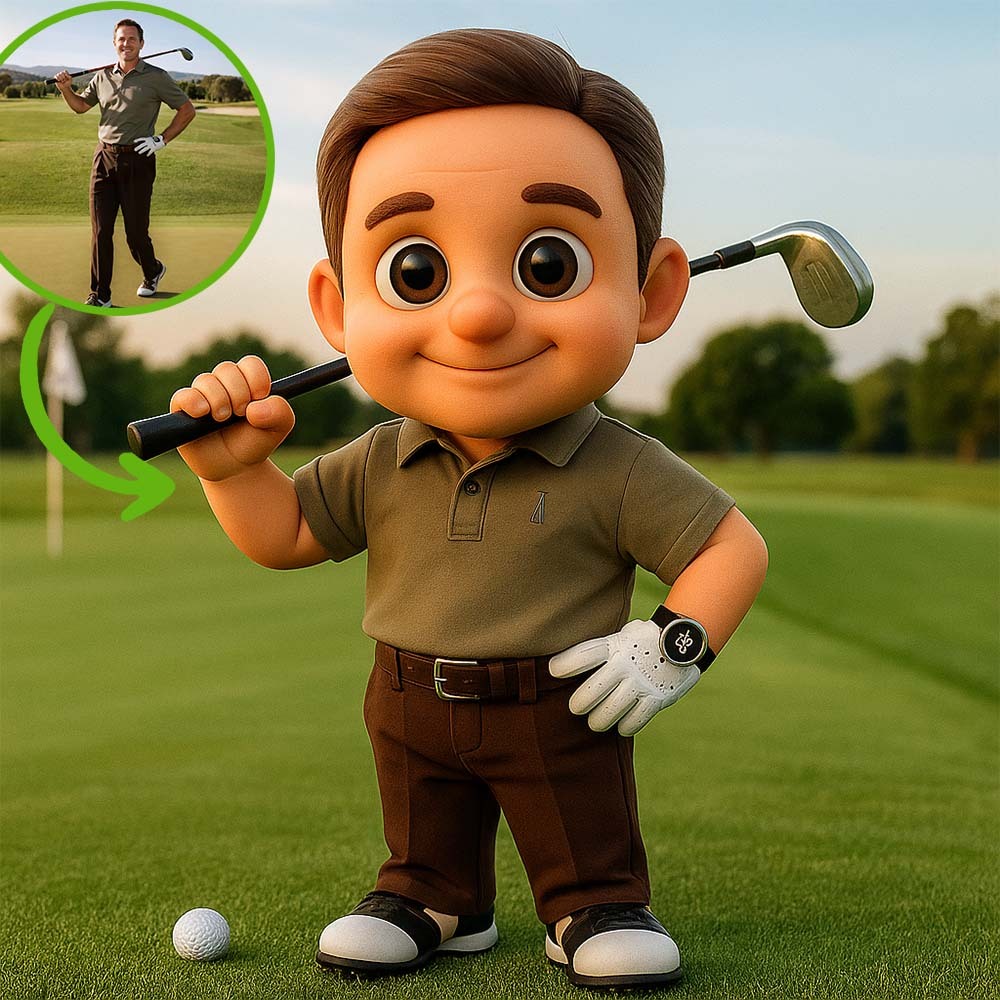 Custom 3D Action Figure Personalized Photo Gift Idea Milestone Trophy for Golf Sports Enthusiasts