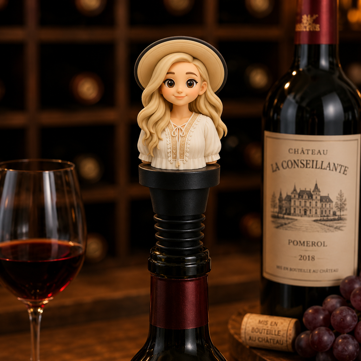 Tappo Per Bottiglia Di Vino Personalizzato Con Busto 3D A Tua Immagine, Regalo Unico Per Gli Amanti Del Vino. - 
