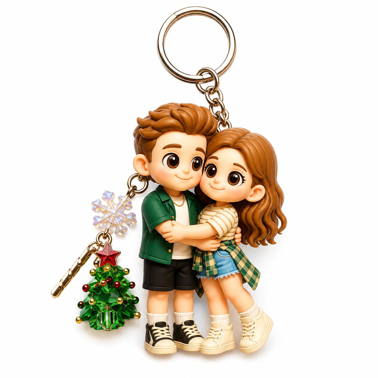Portachiavi 3D Personalizzato Da Foto Con Pendente In Cristallo Per Albero Di Natale Mini Figura Di Cartone Animato Personalizzato Portachiavi Unico E Regalo Creativo Con Accessorio Per Albero - 