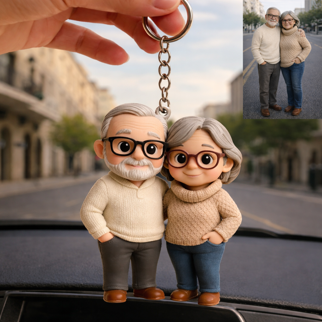 Portachiavi 3d Personalizzato Per Coppie, Realizzato Con Foto, Con Simpatica Statuetta Chibi, Mini Bambola, Regalo Per Anniversario, Matrimonio, San Valentino. - 