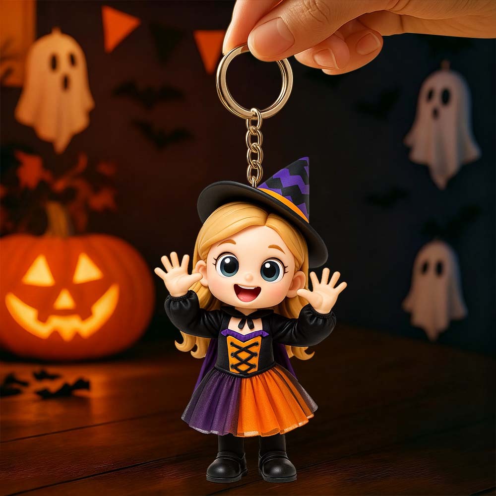 Custom 3D Figurine Keychain Halloween Family Trick or Treat Gift Gift Idea for Children