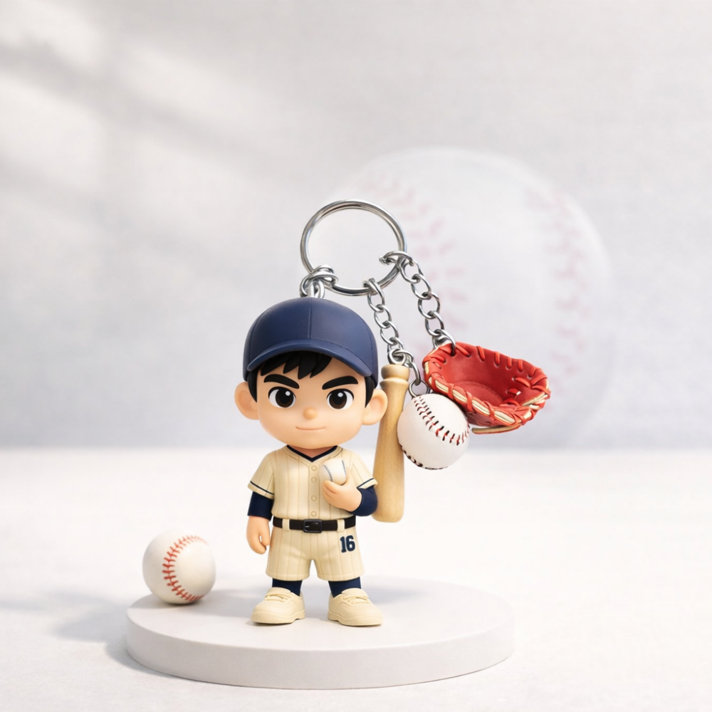 Portachiavi Con Figura 3d Personalizzata Con Foto. Mini Figura Personalizzata A Partire Dalla Tua Foto. Portachiavi Personalizzato 3d Di Un Giocatore Di Baseball. Regalo Per I Tifosi. Ricordo Del Giorno Della Partita. Appassionati Di Sport. - 