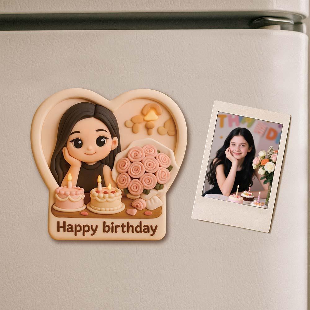 Romantic Custom 3D Fridge Magnet Couple Gift from Photo Personalized Magnetic Decoration for Anniversary