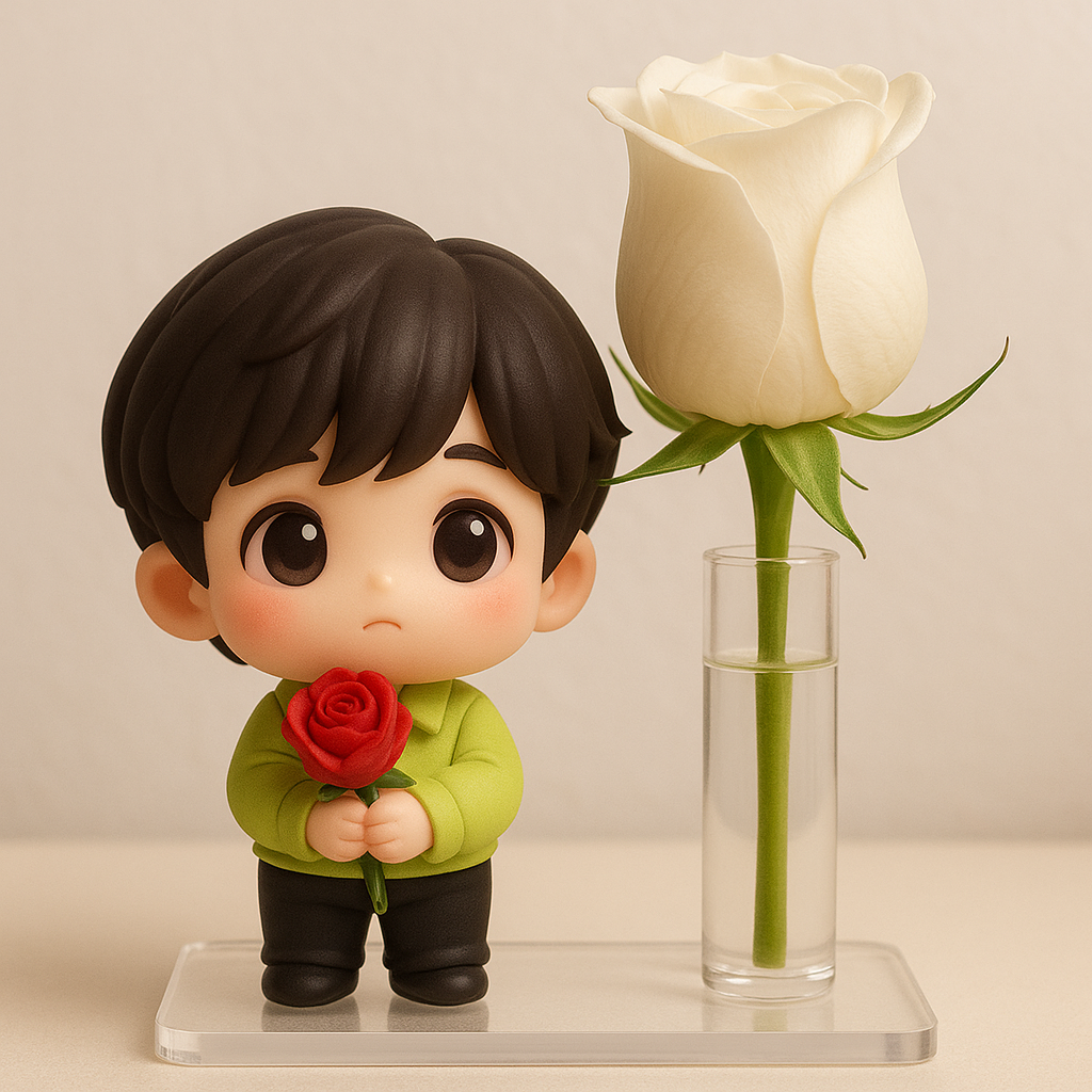 Custom 3D Figurine Mini Cute Acrylic Vase Stand (No flowers included) Personalized Figure Display Base Collectible Model Holder Desk Decor Display for Small Figures