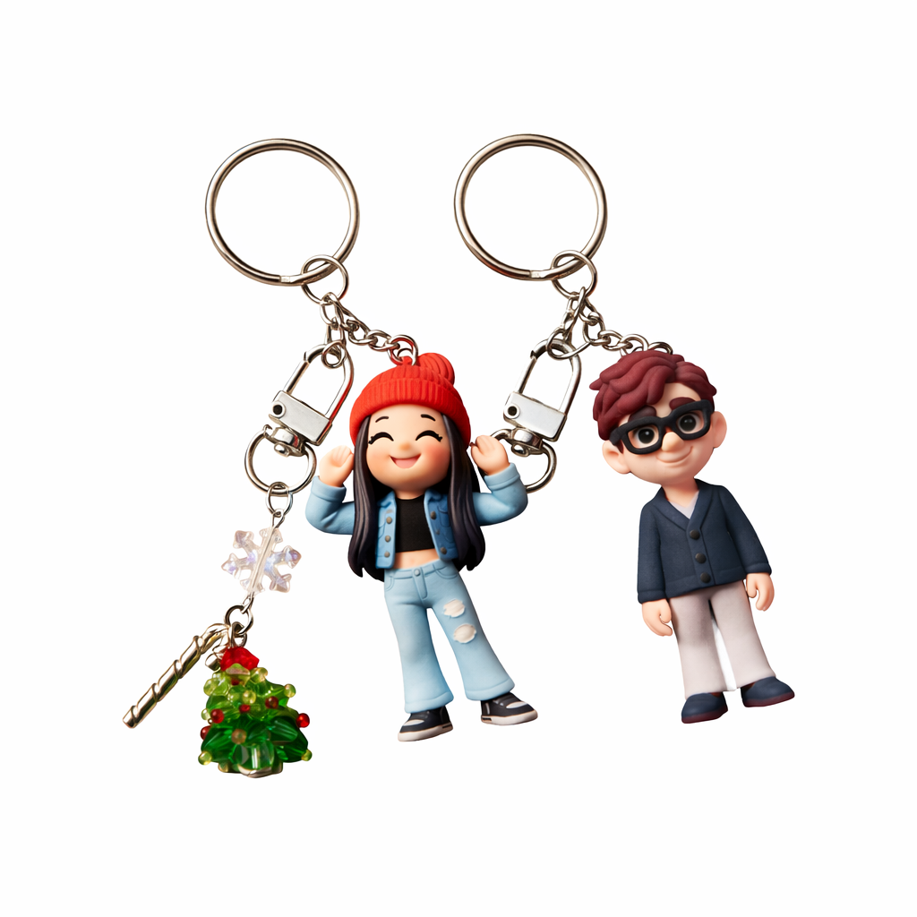 Portachiavi 3D Personalizzato Da Foto Con Pendente In Cristallo Per Albero Di Natale Mini Figura Di Cartone Animato Personalizzato Portachiavi Unico E Regalo Creativo Con Accessorio Per Albero - 