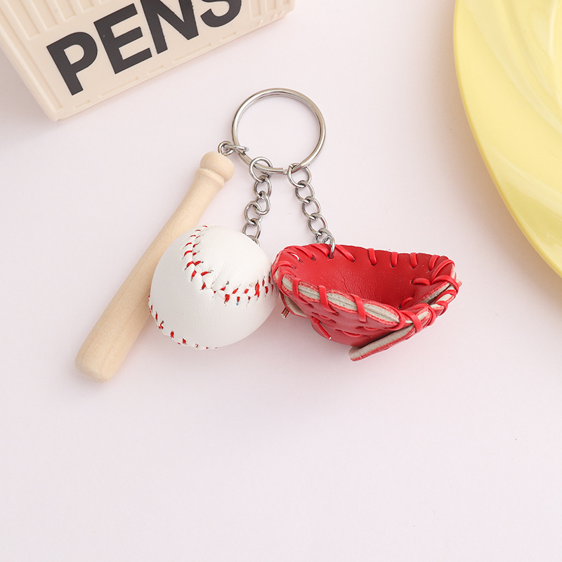 Baseball Bat Glove Ball Keychain Mini Sports Charm