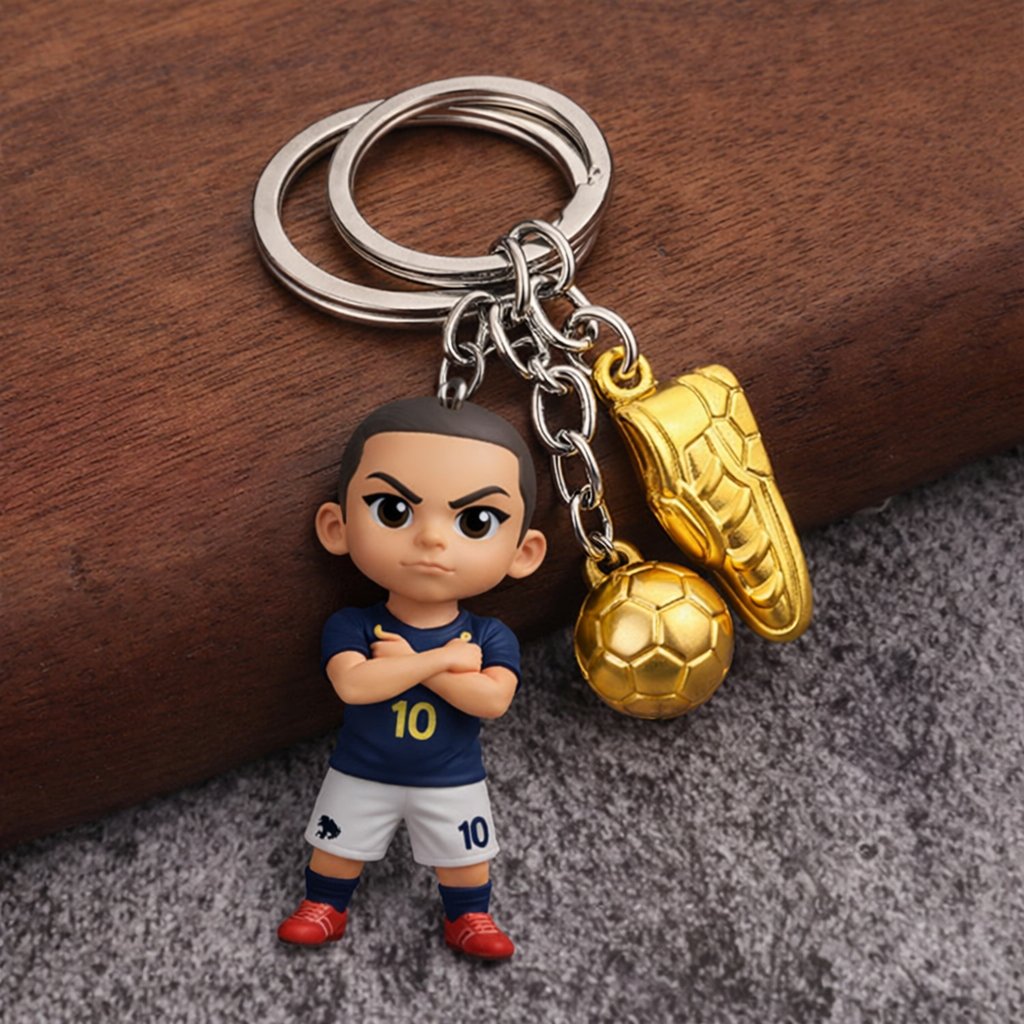 Portachiavi 3D Personalizzato da Foto – Regalo Unico per Amanti del Calcio, Perfetto per il Giorno della Partita