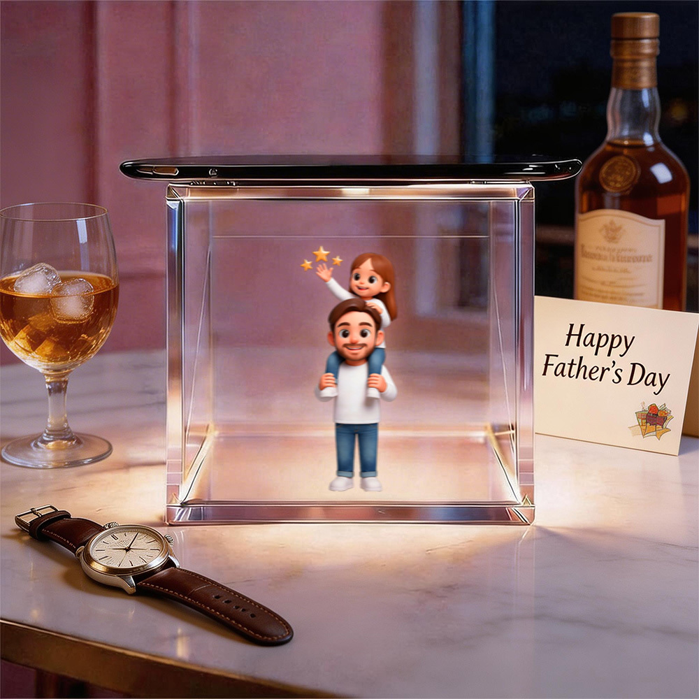 Video Olografico Con Immagine In Materiale Olografico Ad Alta Trasmittanza Per La Festa Del Papà, Scatole Lumina Per Due Persone In 3d, Regalo Per Papà - 
