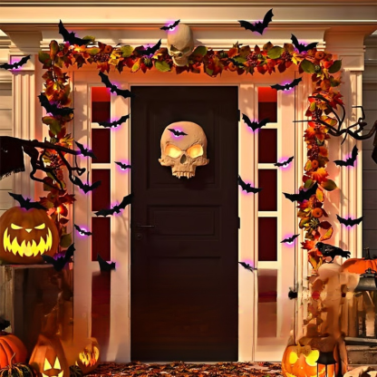 Halloween-Dekorationen: Fledermäuse, Spinnen