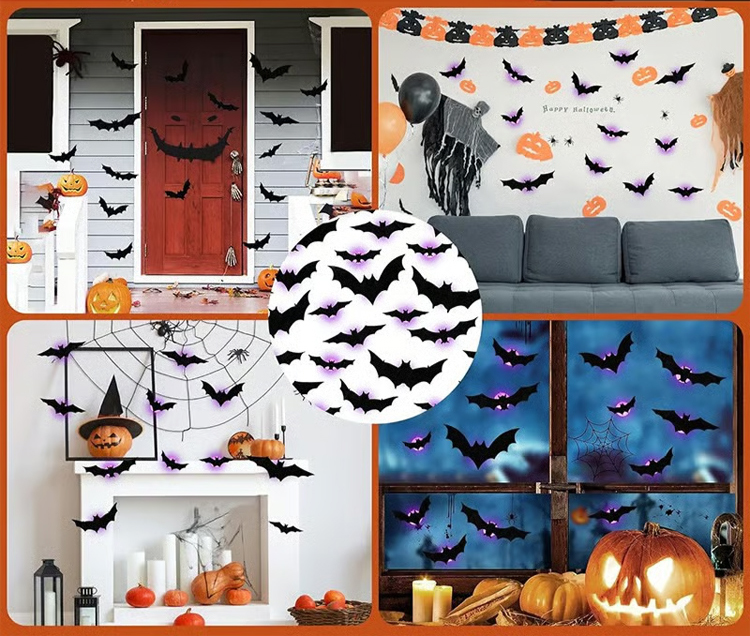 Halloween-Dekorationen: Fledermäuse, Spinnen