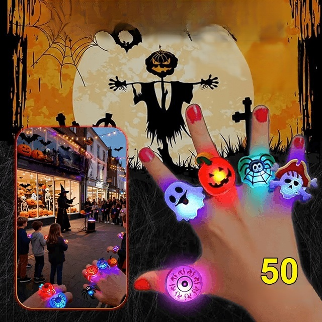 50 leuchtende Halloween-Ringe für die Party